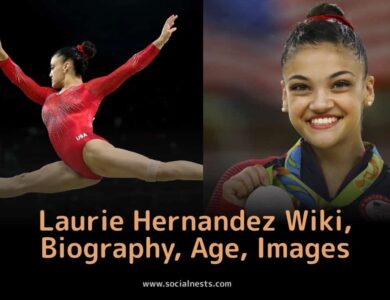 "Laurie Hernandez performing on the balance beam at the Rio 2016 Olympics" "Laurie Hernandez with her Dancing with the Stars trophy" "Laurie Hernandez at the New York University Tisch School of the Arts graduation ceremony"