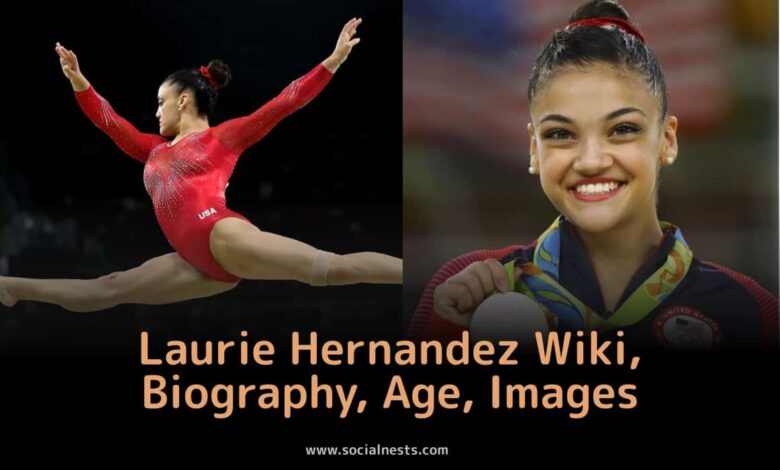 "Laurie Hernandez performing on the balance beam at the Rio 2016 Olympics" "Laurie Hernandez with her Dancing with the Stars trophy" "Laurie Hernandez at the New York University Tisch School of the Arts graduation ceremony"