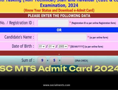 SSC MTS Admit Card 2024 Download